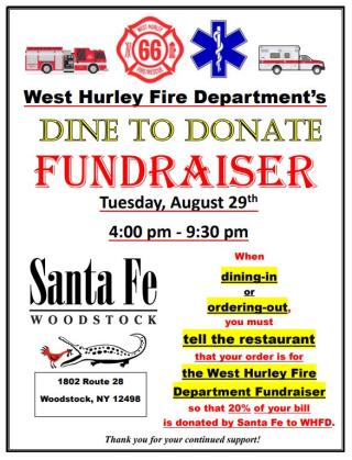 'Dine and Donate' fundraiser to benefit West Hurley Fire Department